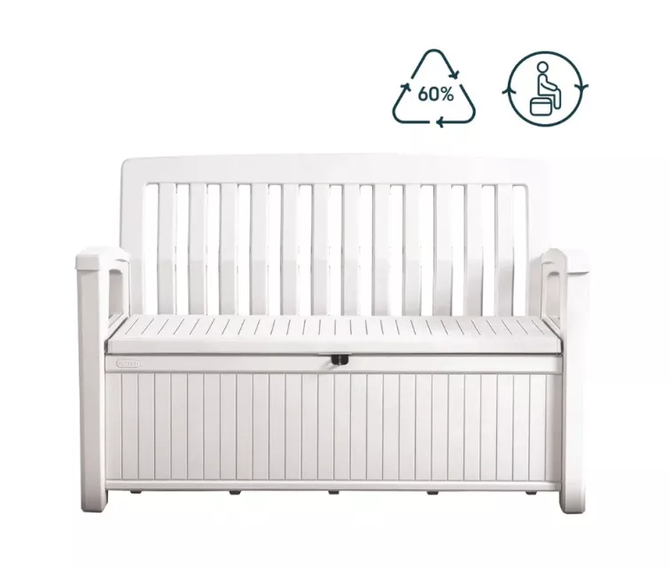 Suolas su daiktadėžė Keter Patio Bench, baltas