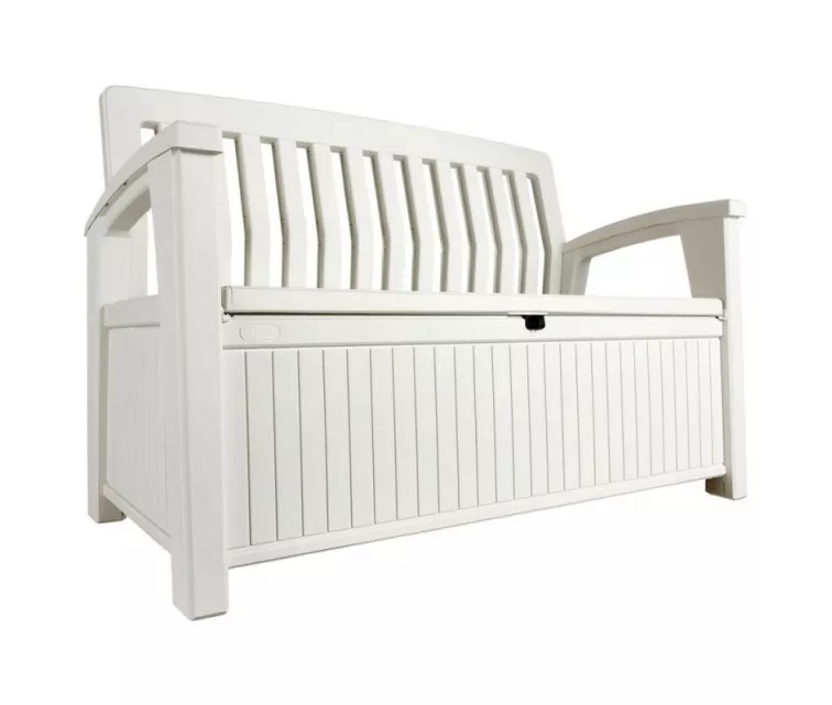 Suolas su daiktadėžė Keter Patio Bench, baltas