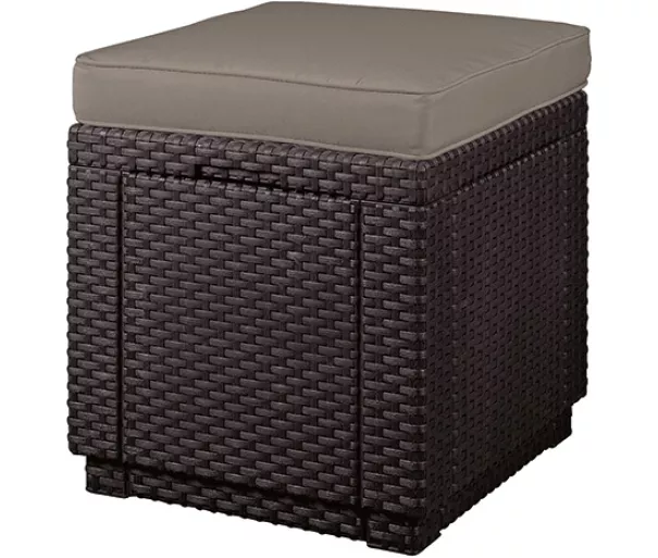 Garden chair/storage box Cube with cushion brown