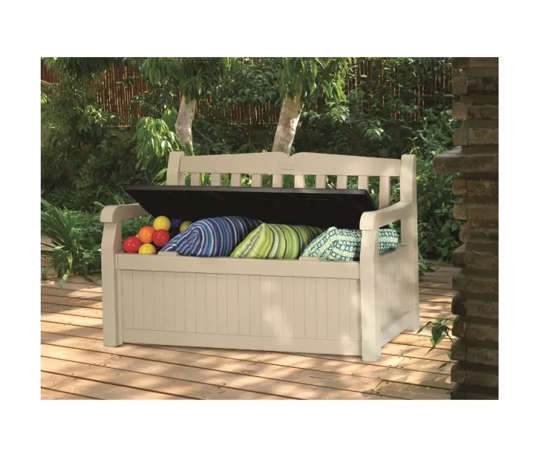 Lauko suoliukas su daiktadėže Keter Eden, smėlio spalvos