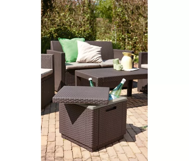 Sodo stalas - daiktadėžė Ice Cube, rudas