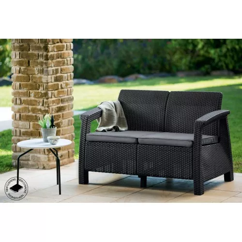 Садовый диван двухместный Corfu Love Seat коричневый