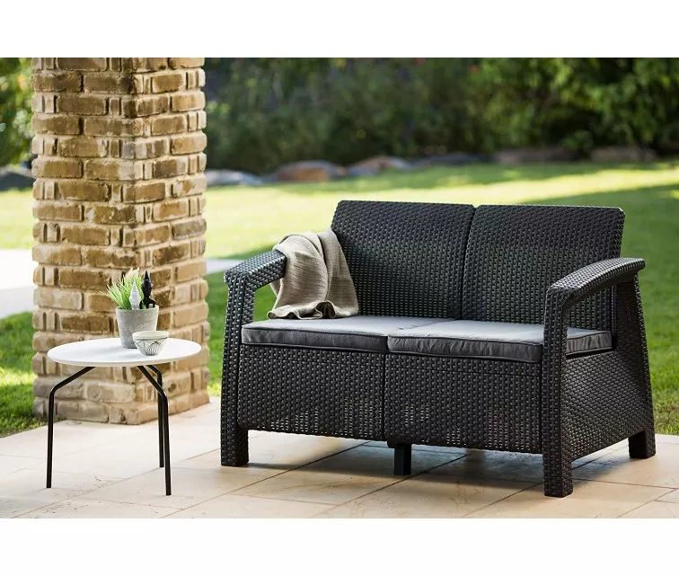 Садовый диван двухместный Corfu Love Seat серый