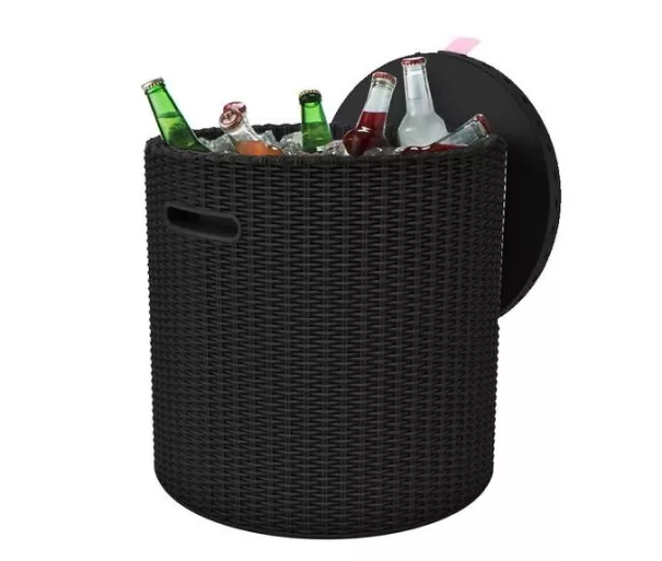 Sodo stalas - daiktų laikymo dėžė Cool Stool, rudos spalvos