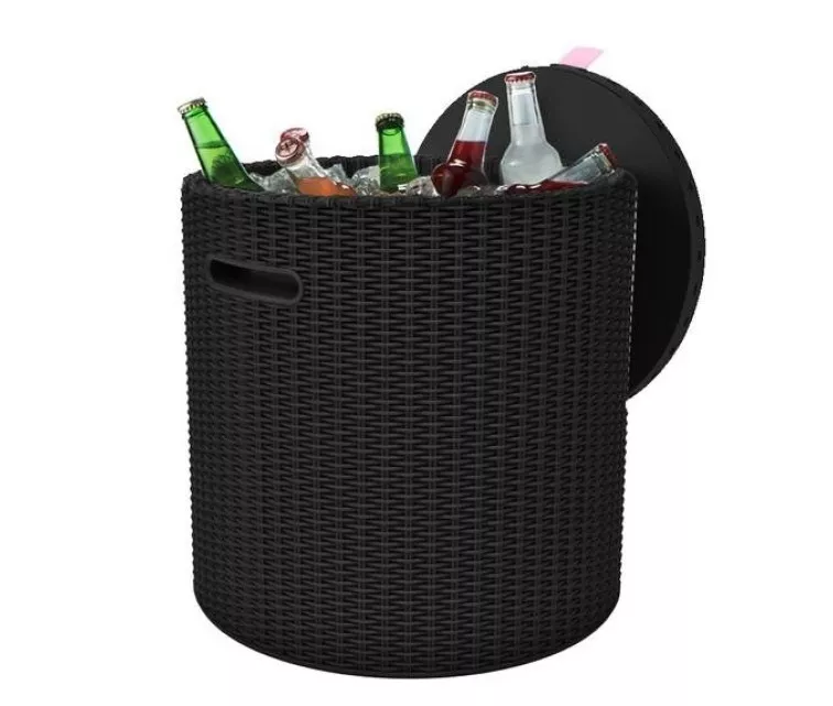 Sodo stalas - daiktų laikymo dėžė Cool Stool, rudos spalvos