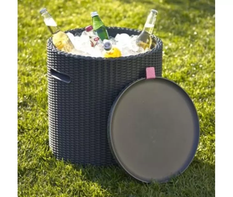 Sodo stalas - daiktų laikymo dėžė Cool Stool, rudos spalvos