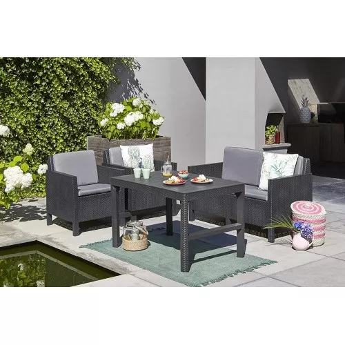 Садовый стол Lyon Rattan Table серый