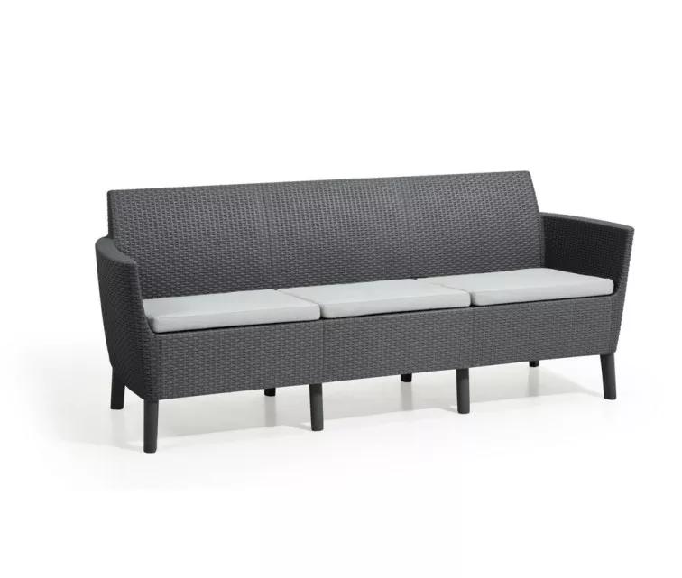 Sodo baldų komplektas "Salemo" 3 sėdimų vietų komplektas pilkos spalvos