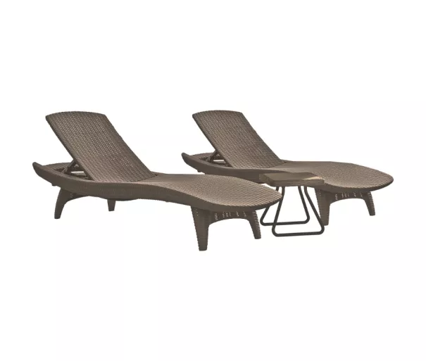 Sun lounger set 2 pieces + table Pacific beige