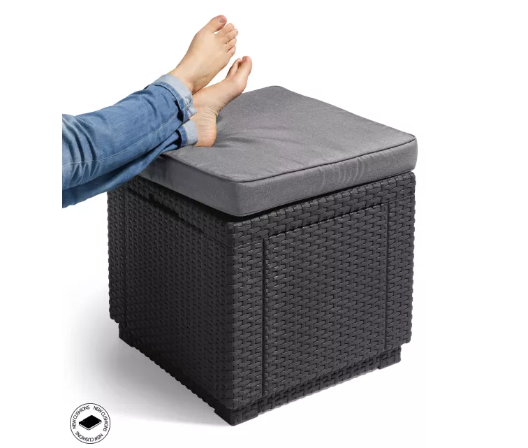 Садовый стул / ящик для хранения Куб с подушкой серый