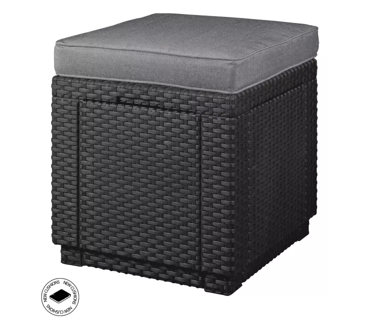 Садовый стул / ящик для хранения Куб с подушкой серый