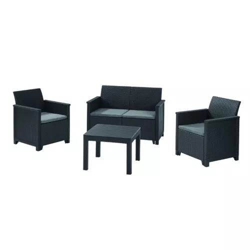 Sodo baldų komplektas "Elodie" 2 sėdimų vietų sofos komplektas su staliuku "Classic grey