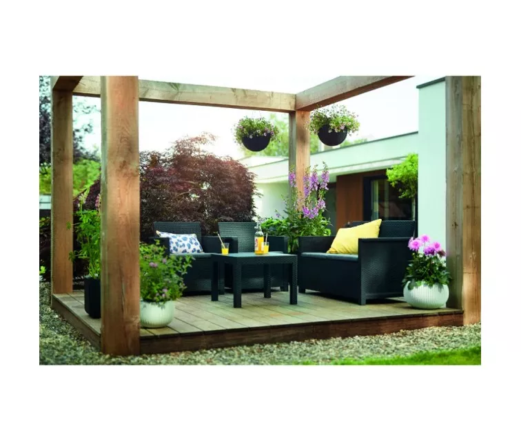 Sodo baldų komplektas "Elodie" 2 sėdimų vietų sofos komplektas su staliuku "Classic grey