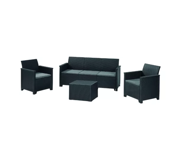 Garden furniture set Elodie 5 Seater with table/storage box grey