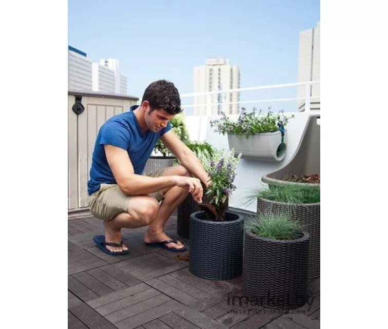 Flower pot set Cylinder Planters S+M+L grey