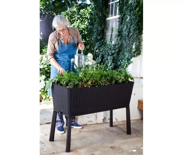 Горшок для цветов Easy Grow Rattan Waves серый