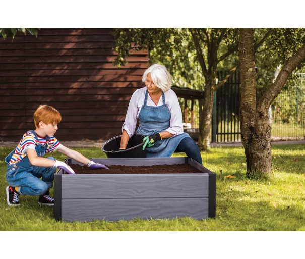 Бордюр квадратной клумбы Maple Square 106x106x32см серый