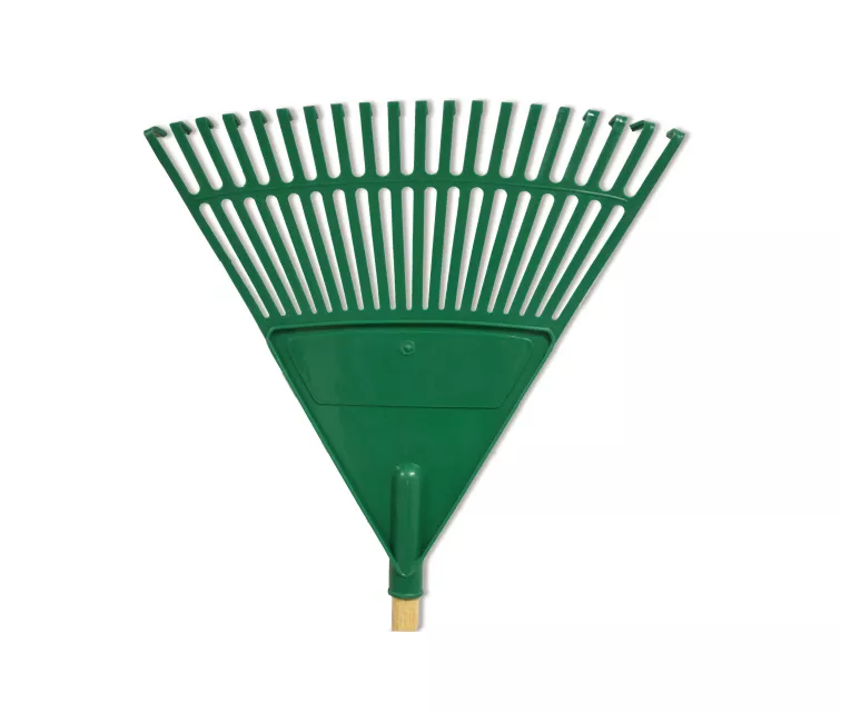 Грабля для уборки листьев с ручкой,  зеленая 45cм (с 20 зубьями)