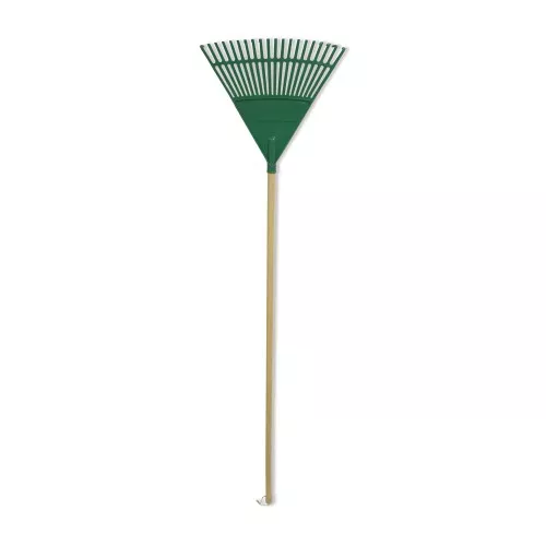 Грабля для уборки листьев с ручкой,  зеленая 45cм (с 20 зубьями)