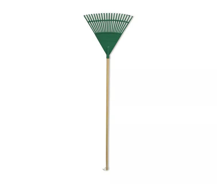 Грабля для уборки листьев с ручкой,  зеленая 45cм (с 20 зубьями)