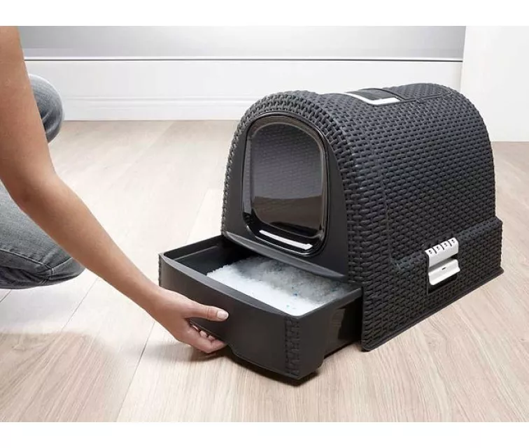 Dėžutė su dangteliu kačių kraikui 51x38,5x40cm pilka