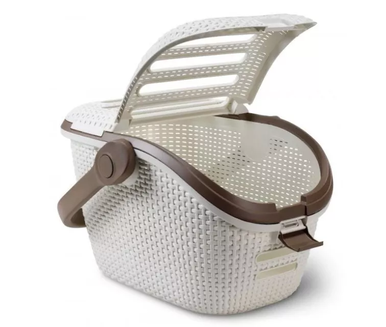 Dėžė augintiniams vežti 51x38x33cm kreminės spalvos