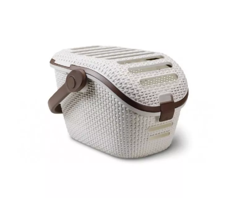 Dėžė augintiniams vežti 51x38x33cm kreminės spalvos