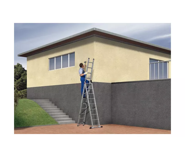 ProfiStep Combi kombinuoti laiptai su papildomu pakopų rinkiniu / aliuminis / 3x9 pakopos
