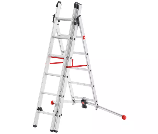 Kombineeritud redel S100 Hailo ProfiLOT / alumiinium / 2x6 + 1x5 astet