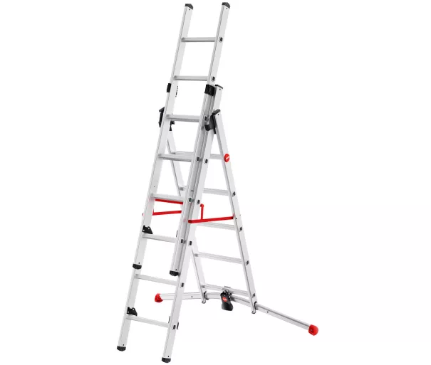 Kombineeritud redel S100 Hailo ProfiLOT / alumiinium / 2x6 + 1x5 astet