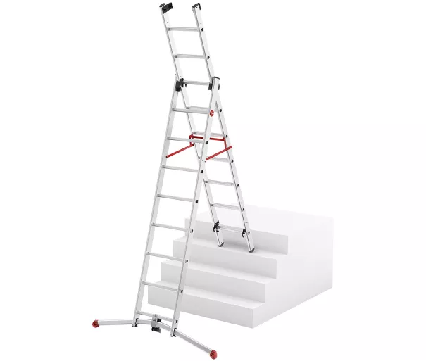 Kombineeritud redel S100 Hailo ProfiLOT / alumiinium / 2x9 + 1x8 astet