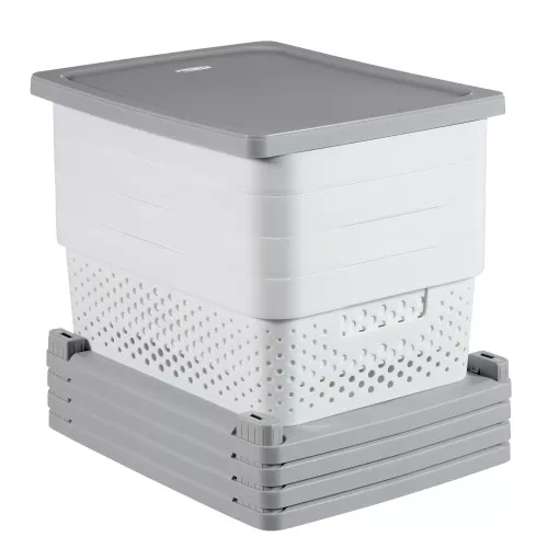 Riiul 4 hoiukastiga Curver Infinity Dot, 44l, hall/valge