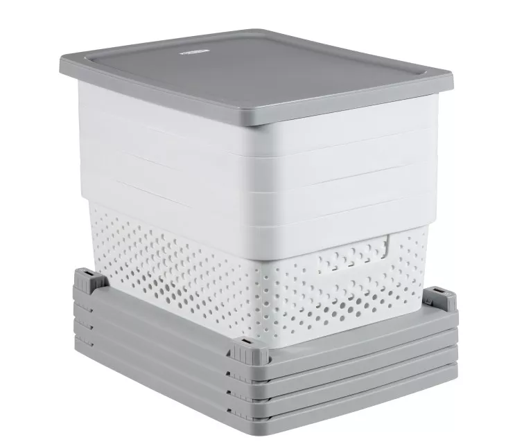 Lentyna su 4 daiktadėžėmis Curver Infinity Dot, 44l, pilka/balta