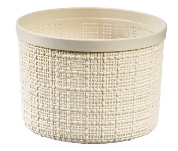 Корзина с крышкой Jute круглая 2л Ø17x13см кремового цвета
