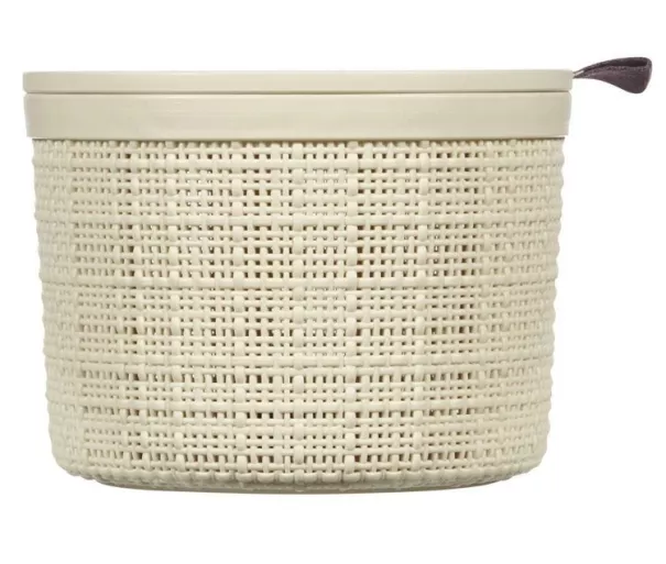 Корзина с крышкой Jute круглая 2л Ø17x13см кремового цвета