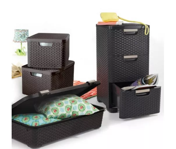 Dėžutė su dangteliu Style L 43,6x32,6x23cm tamsiai rudas