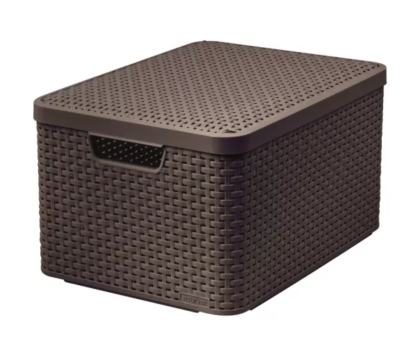 Dėžutė su dangteliu Style L 43,6x32,6x23cm tamsiai rudas