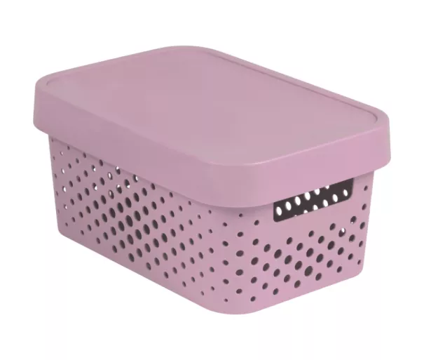 Kaste caurumota ar vāku Infinity Recycled 4,5L 27x19x12cm rozā
