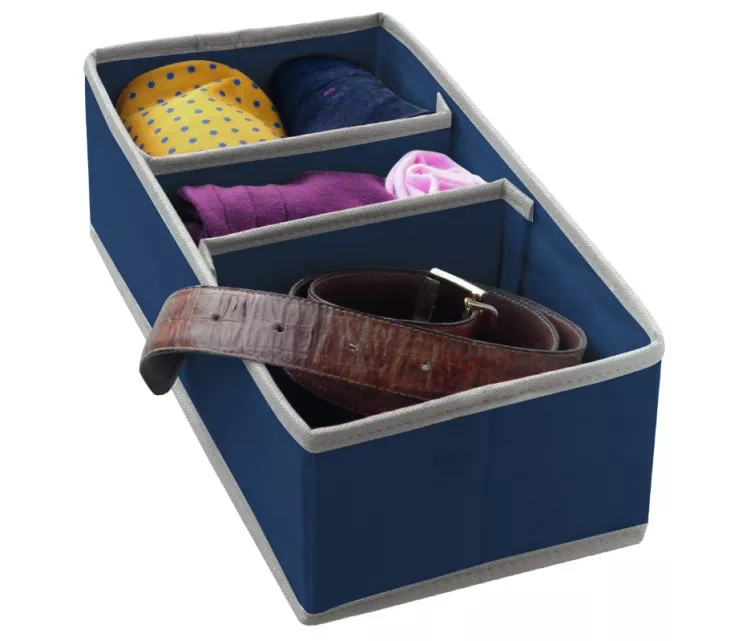 Dėžutė su skyreliais M, 30,5 x 15,5 x 10 cm, mėlyna