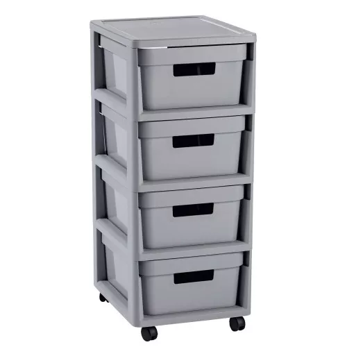 Infinity Chest on wheels with 4 boxes 11L 30x36x69cm grey