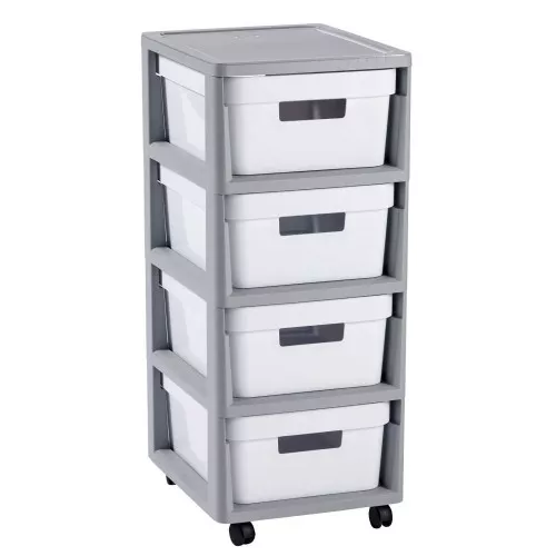 Infinity Chest on wheels with 4 boxes 11L 30x36x69cm grey/white