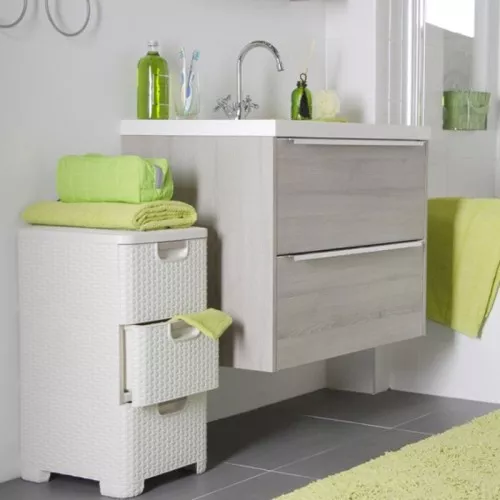 Nelja sahtliga karp Style 33x38x79cm kreemjas värv 