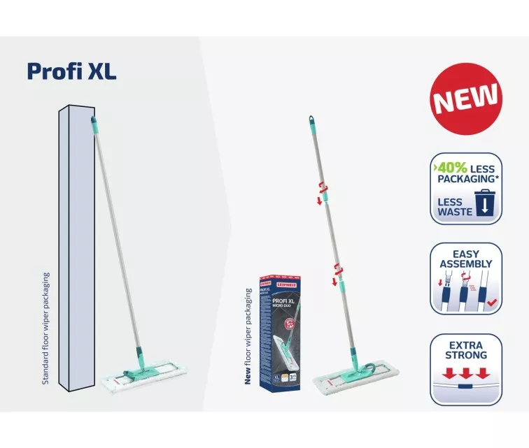 LEIFHEIT Floor brush with foldable handle in box Profi XL micro duo 42cm