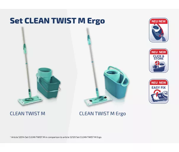 LEIFHEIT grindų valymo rinkinys Clean Twist M Ergo