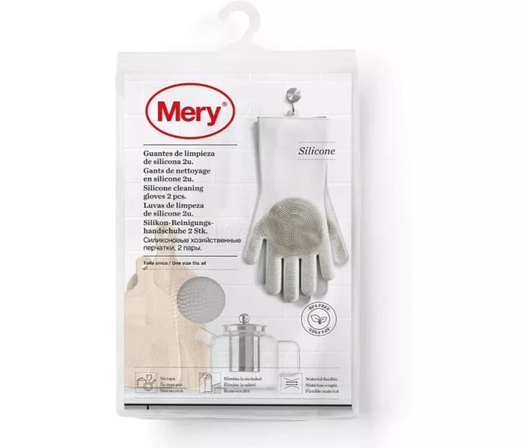 Silikoninės valymo pirštinės 2vnt. 34,5x15,5x2,6cm šviesiai pilkos spalvos