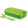Food bowl rectangle with cutlery 1,4L Lunch&Go green