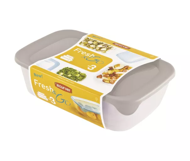 Набор мисок для еды 3 шт прямоугольник 2+1+0,5 л смесь Fresh&Go