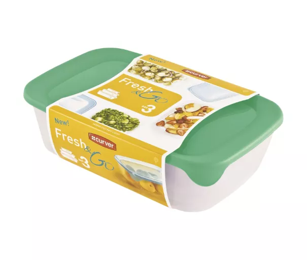 Набор мисок для еды 3 шт прямоугольник 2+1+0,5 л смесь Fresh&Go