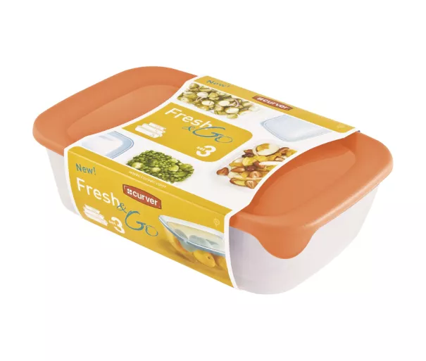 Набор мисок для еды 3 шт прямоугольник 2+1+0,5 л смесь Fresh&Go