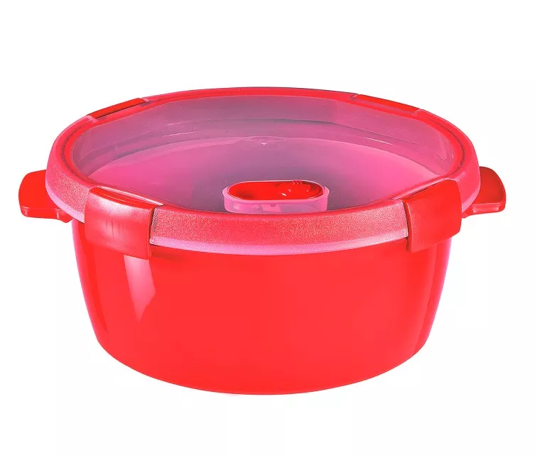 Food container Steamer 1,6L round Smart Eco Microwave Ø22x10cm red